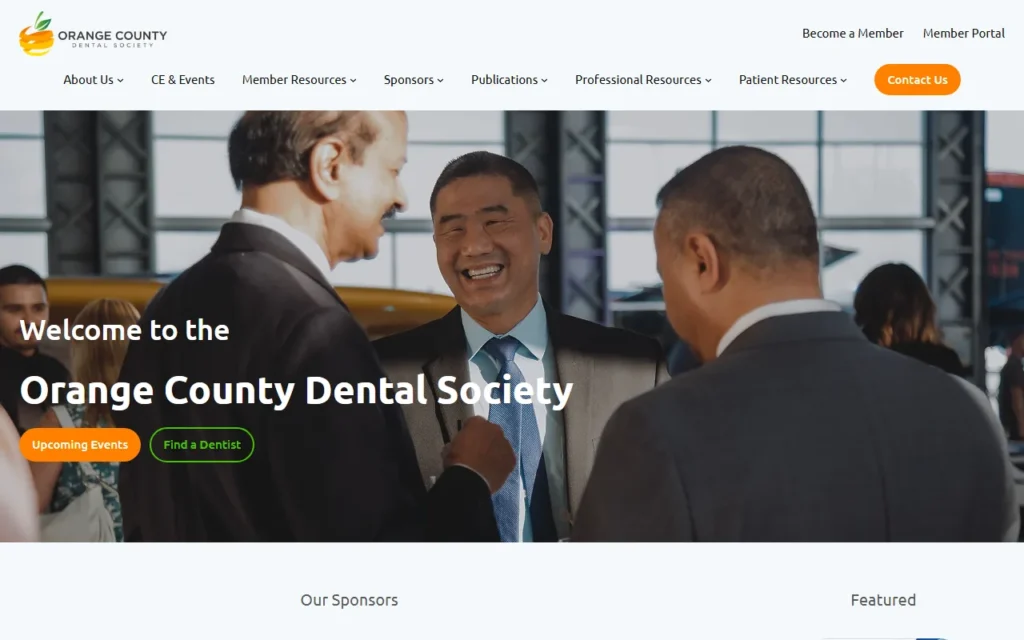 Homepage of the Orange County Dental Society website