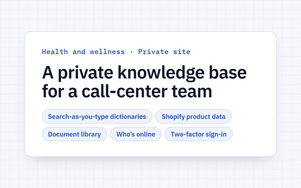 NaturalSlim Resource Center: a private knowledge base for a call-center team