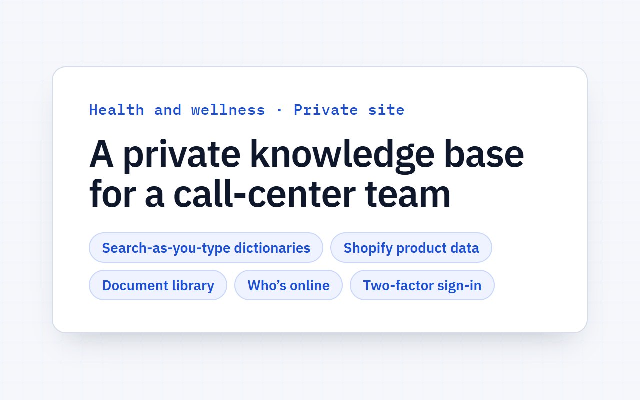 NaturalSlim Resource Center: a private knowledge base for a call-center team